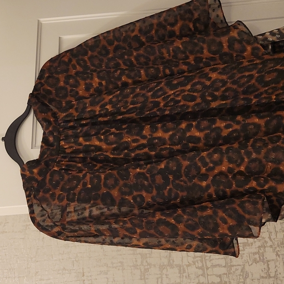 Erdem Elviretta Leopard-Print Chiffon Flutter-Sleeve Dress ... - Picture 2 of 2